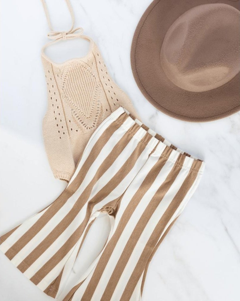 BAILEY'S BLOSSOMS Blakely Boho Bell Bottoms - Tan Stripes (COLLECTIVE)