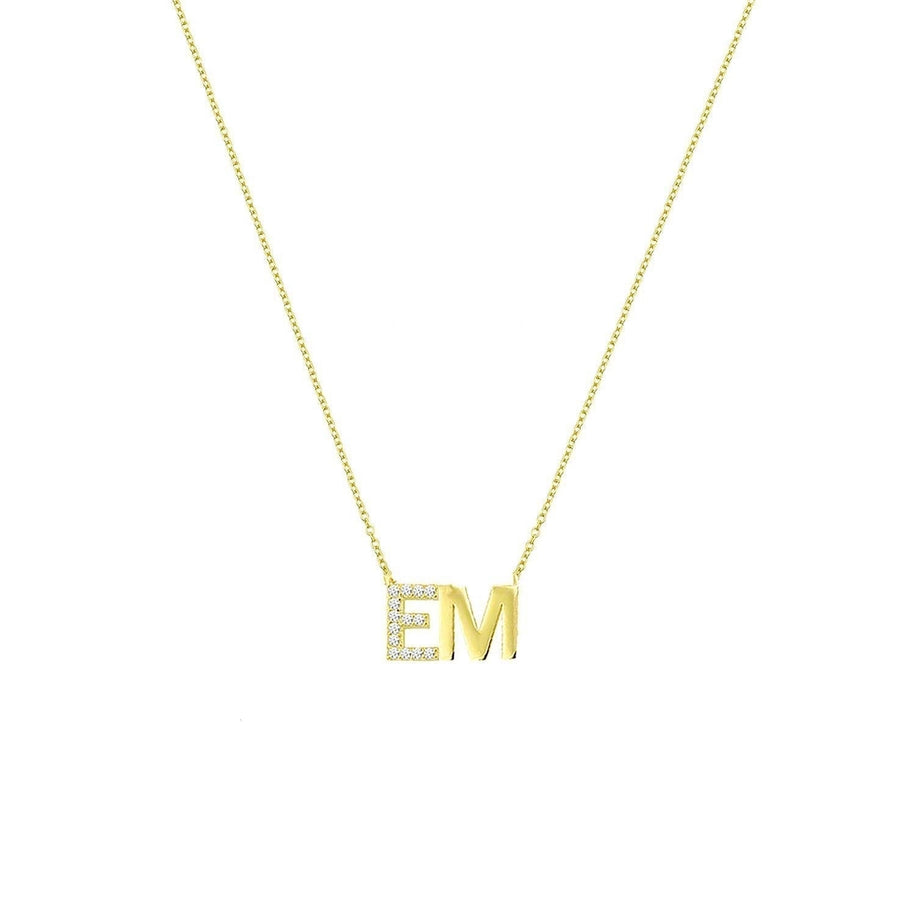 (PRE-ORDER) THE SIS KISS CUSTOM CLASSIC INITIALS NECKLACE WITH CRYSTALS | GOLD, ROSE GOLD OR SILVER
