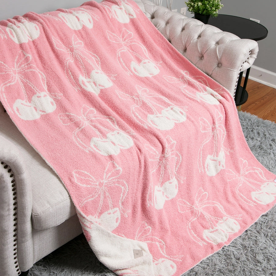 (PRE-ORDER) PUT A CHERRY ON TOP PLUSH THROW BLANKET | PINK + CREAM