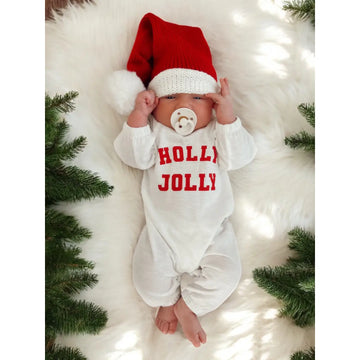 HOLLY JOLLY BABY ROMPER | WHITE