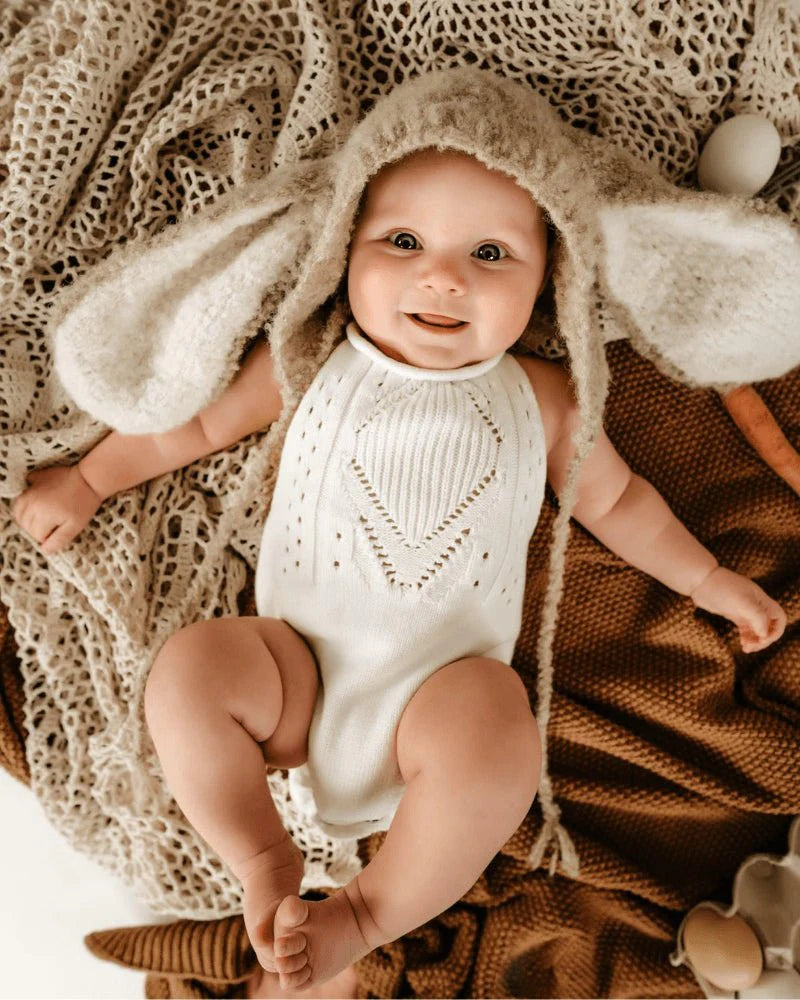 BAILEY'S BLOSSOMS Drake Crochet Halter Romper - Gardenia (COLLECTIVE)