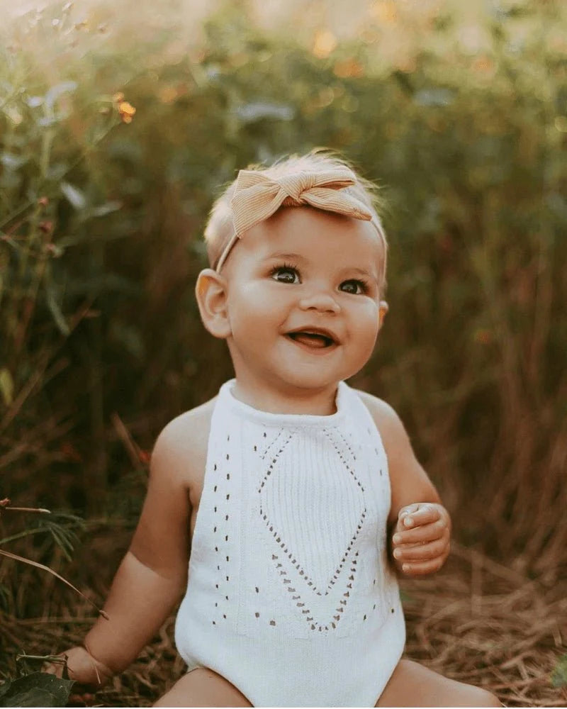 BAILEY'S BLOSSOMS Drake Crochet Halter Romper - Gardenia (COLLECTIVE)