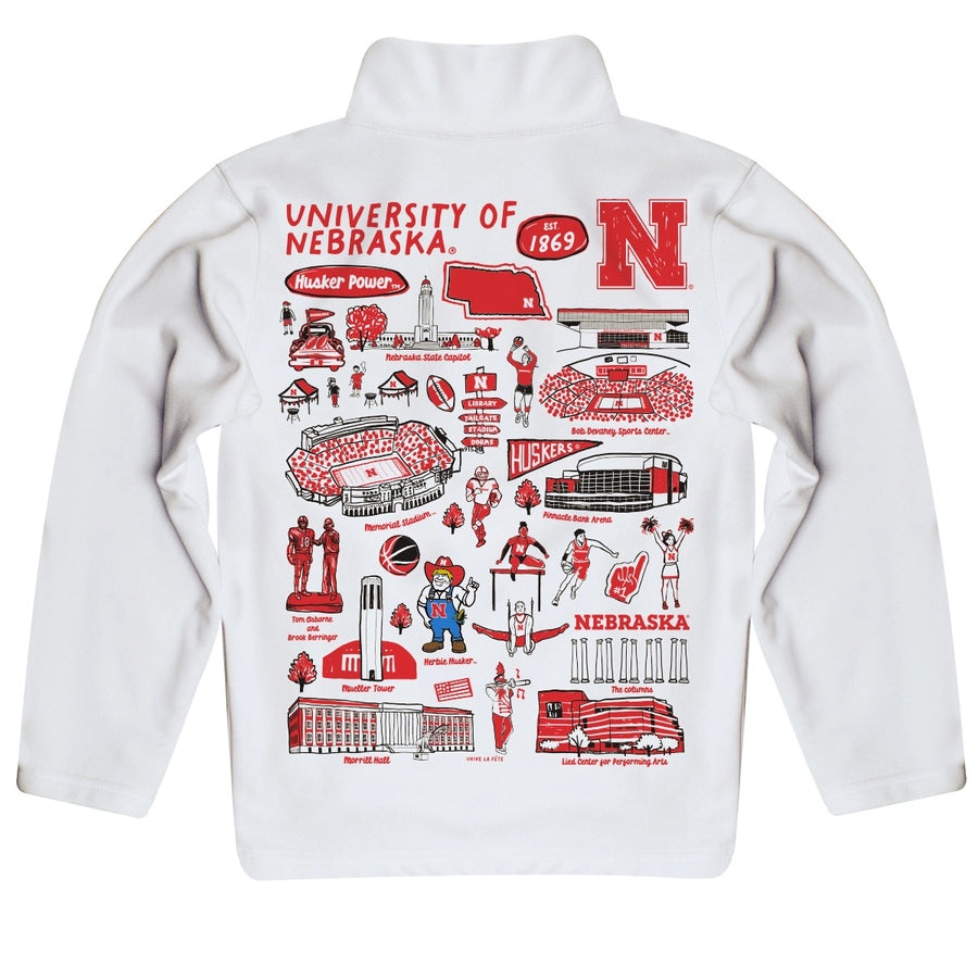 (PRE-ORDER) NCAA HAND SKETCHED YOUTH/KIDS QUARTER ZIP | NEBRASKA