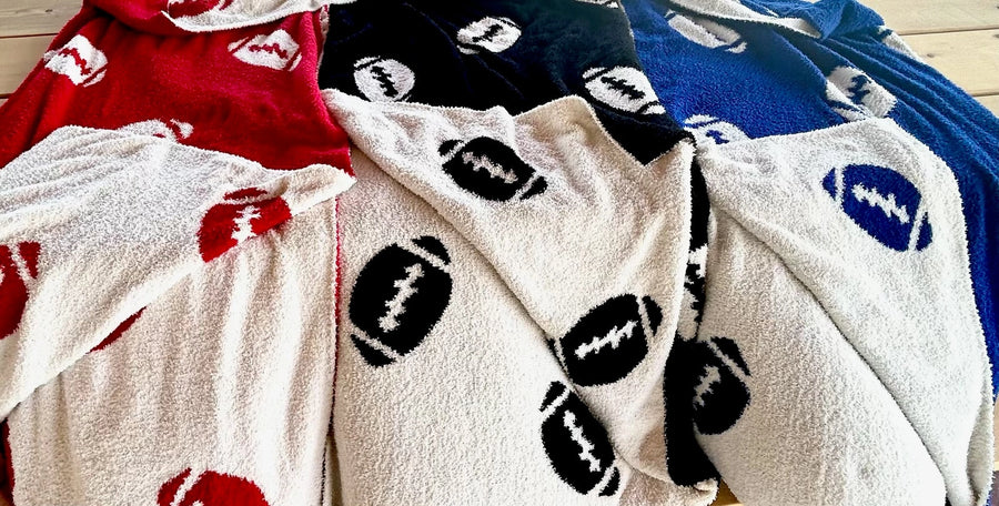 TOUCHDOWN FOOTBALL BLANKET | BLUE