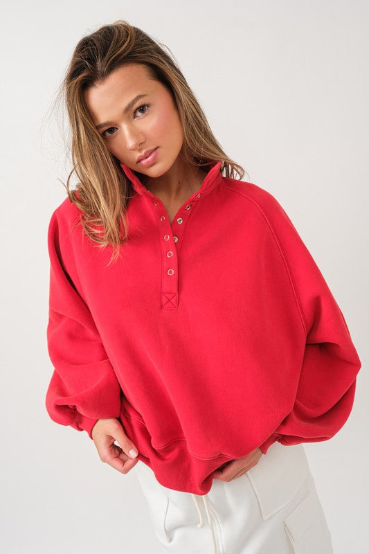 Piper Snap Button Collared Sweatshirt