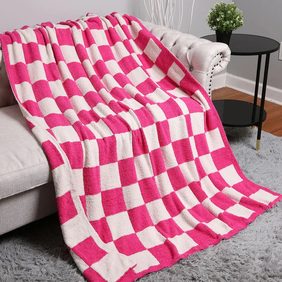 (PRE-ORDER) CHECKER PLUSH BLANKET | VARIOUS COLORS