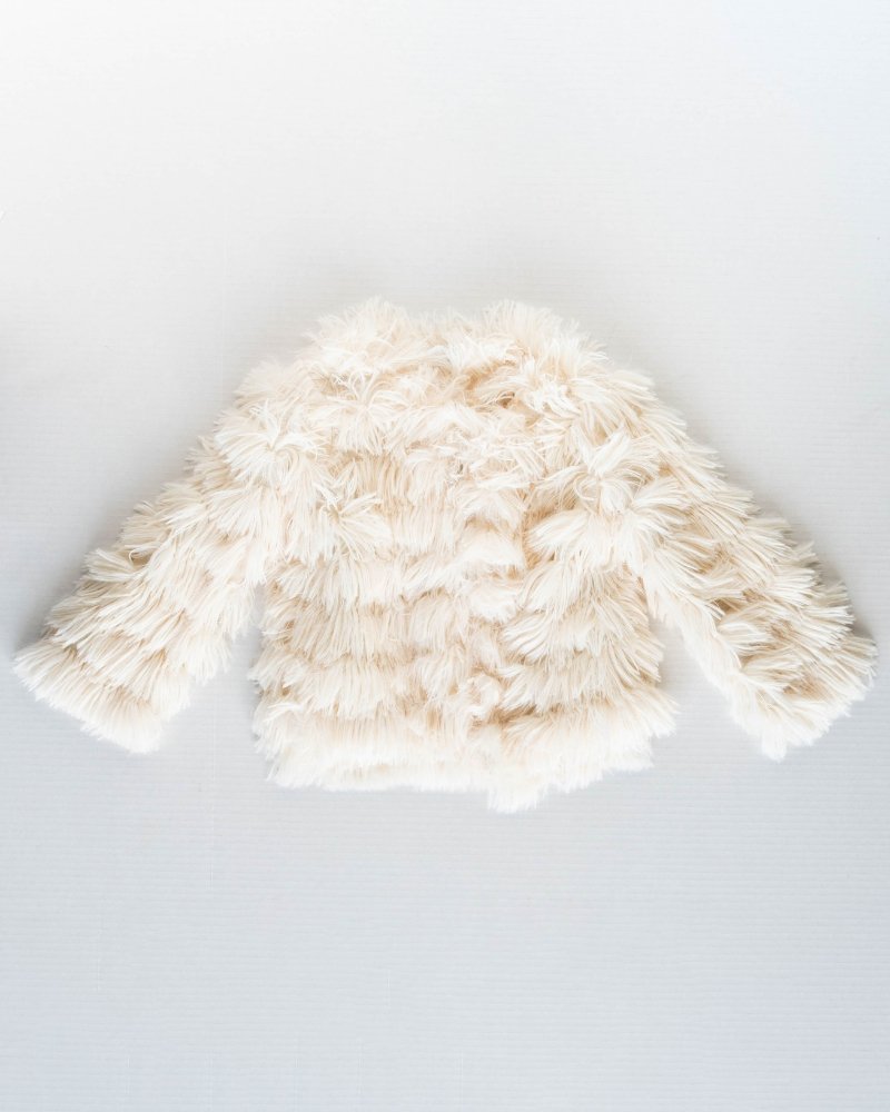 BAILEY'S BLOSSOMS Fatima Faux Shag Layered Jacket - Ivory (COLLECTIVE)