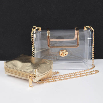 CAMILLE CLEAR CROSSBODY BAG | GOLD OR SILVER