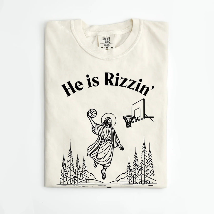 MUGSBY HE IS RIZZIN' ADULT EASTER TEE