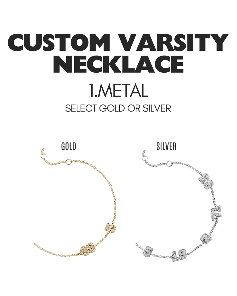 (CUSTOM PRE-ORDER) VARSITY NUMBER NECKLACE | GOLD OR SILVER