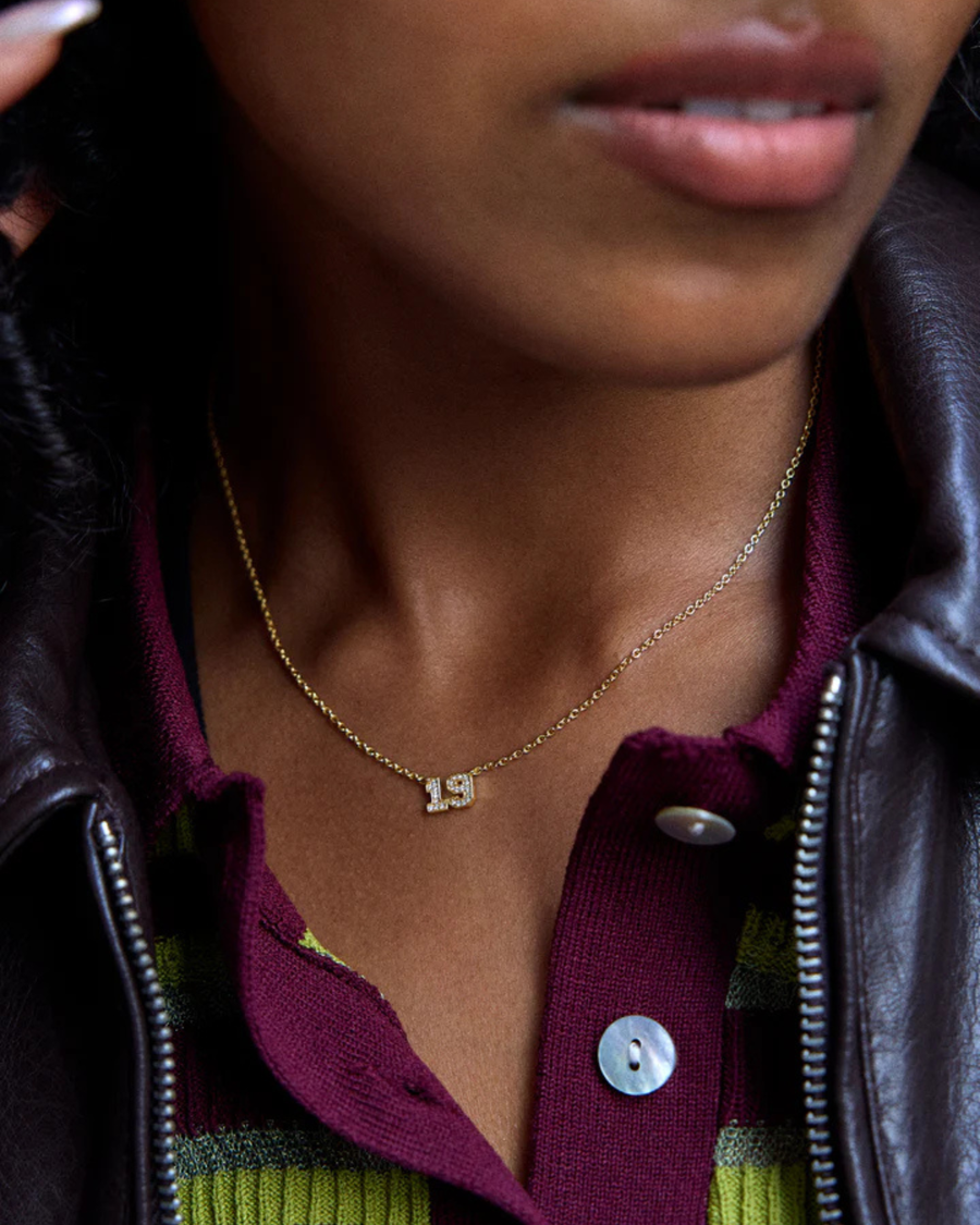 (CUSTOM PRE-ORDER) VARSITY NUMBER NECKLACE | GOLD OR SILVER