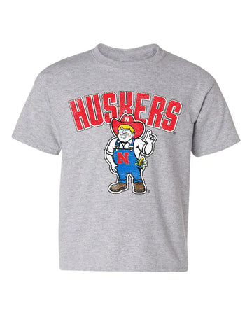 NEBRASKA HUSKERS CARTOON HERBIE GRAY TEE | BABY, KIDS + YOUTH