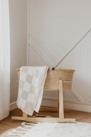 FOREVER FRENCH Taupe and White Checker Board | Plush Blanket (COLLECTIVE)