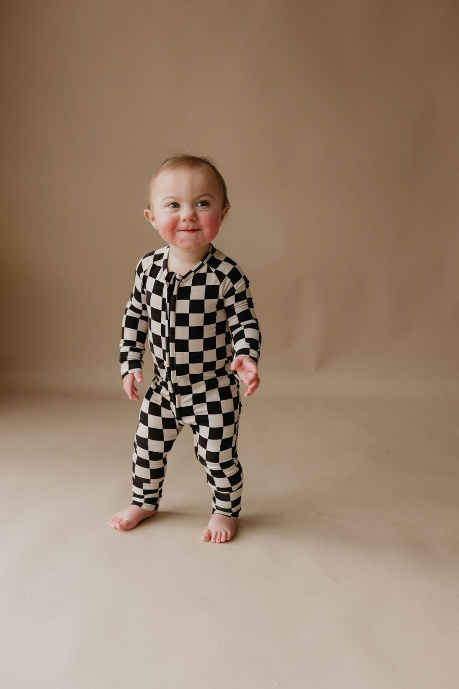FOREVER FRENCH Black Checker | Bamboo Zip Pajamas (COLLECTIVE)