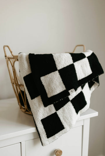 FOREVER FRENCH Black & Ivory Checkerboard | Plush Blanket (COLLECTIVE)