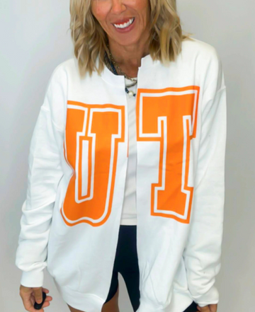 (PRE-ORDER) TEAM SPIRIT HAND CUT GRAPHIC SWEATSHIRT CARDIGAN | CUSTOM