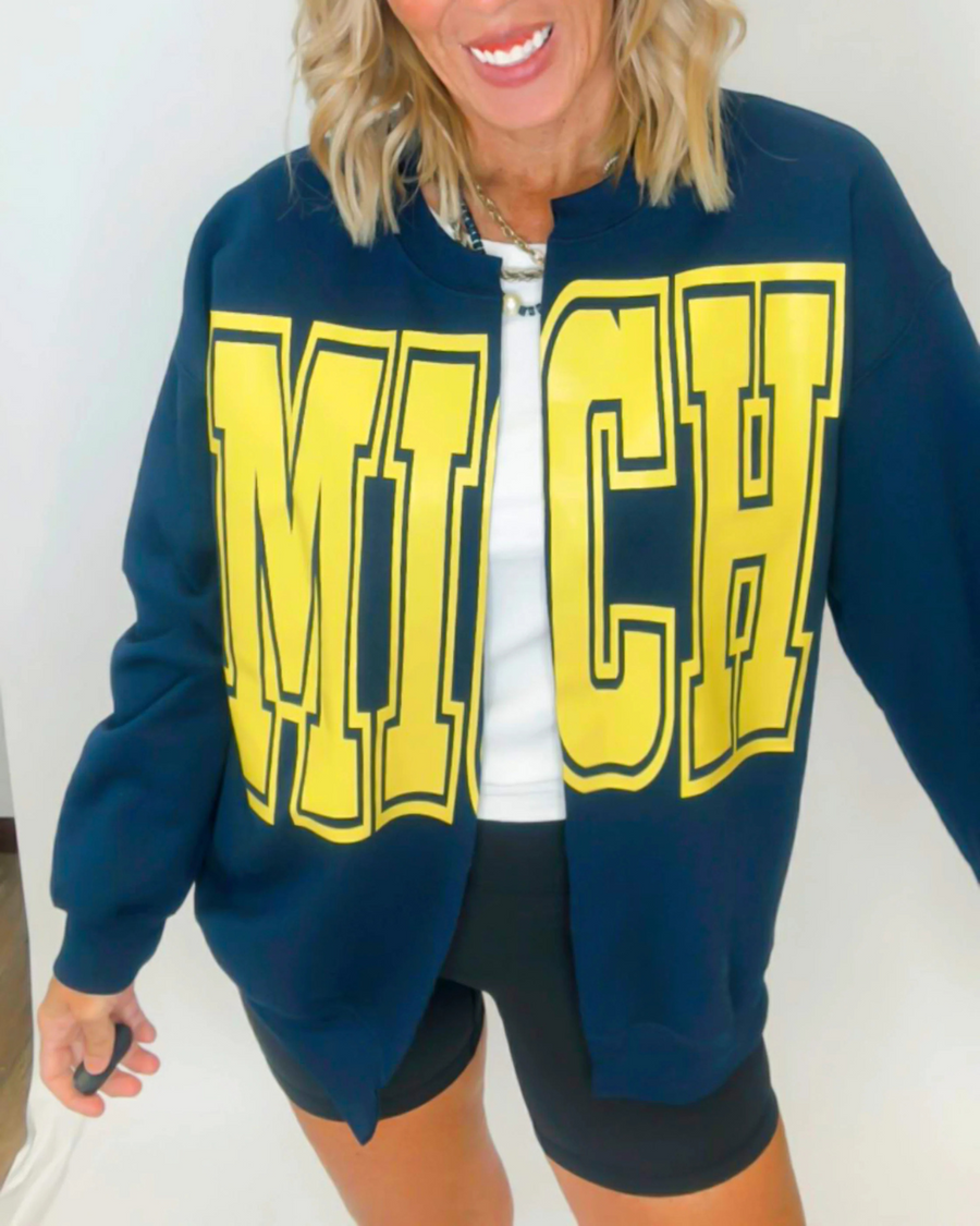 (PRE-ORDER) TEAM SPIRIT HAND CUT GRAPHIC SWEATSHIRT CARDIGAN | CUSTOM