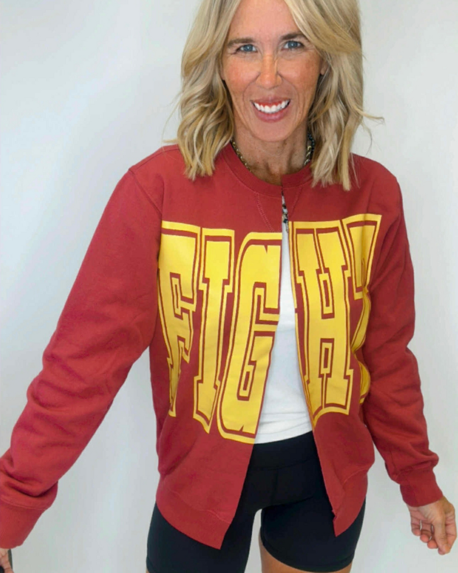(PRE-ORDER) TEAM SPIRIT HAND CUT GRAPHIC SWEATSHIRT CARDIGAN | CUSTOM