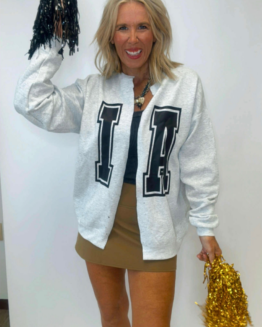 (PRE-ORDER) TEAM SPIRIT HAND CUT GRAPHIC SWEATSHIRT CARDIGAN | CUSTOM