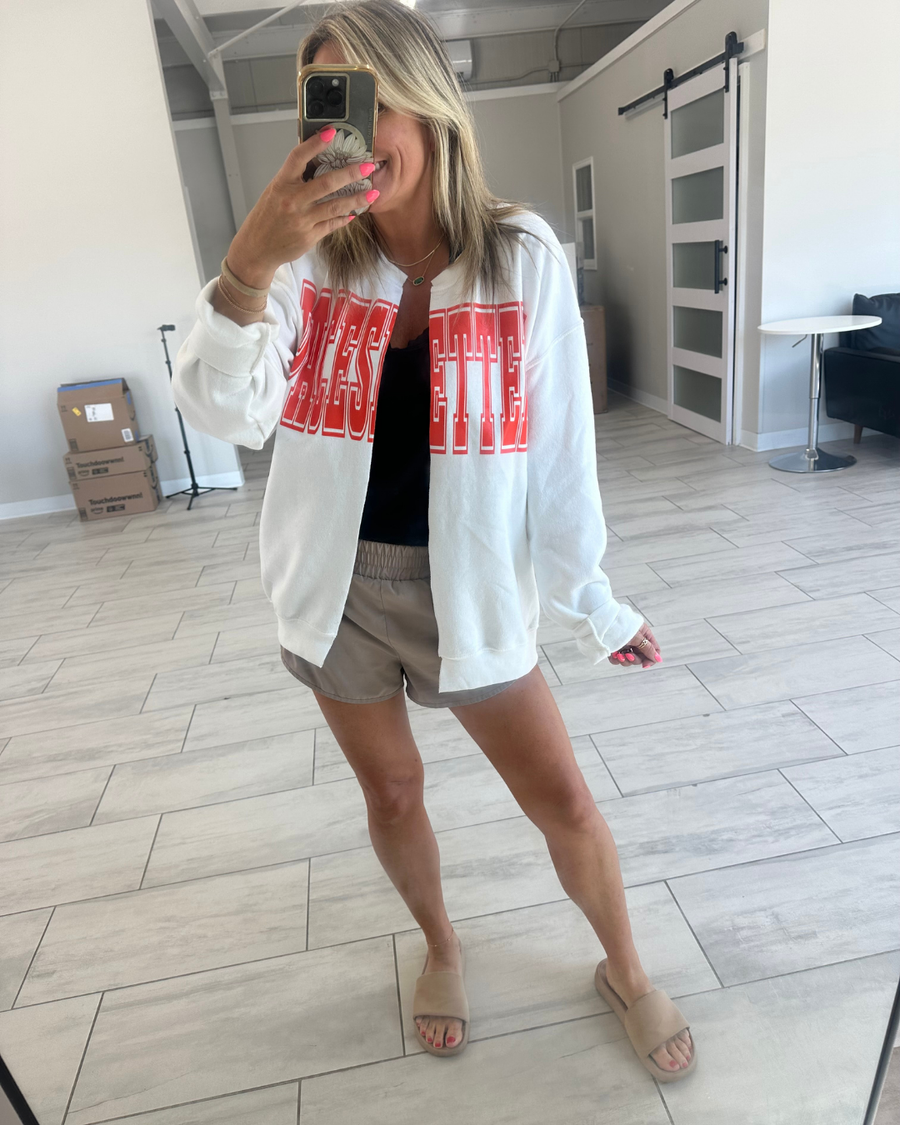 (PRE-ORDER) TEAM SPIRIT HAND CUT GRAPHIC SWEATSHIRT CARDIGAN | CUSTOM