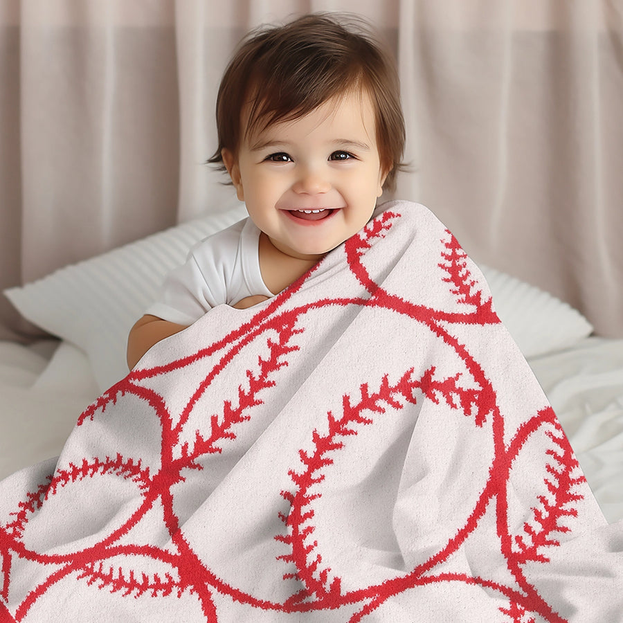 KIDS BASEBALL PLUSH BLANKET | RED