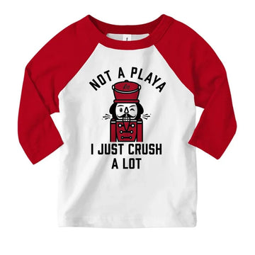 (PRE-ORDER) LEDGER NOT A PLAYA I JUST CRUSH A LOT KID'S RAGLAN TEE