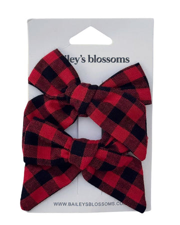 BAILEY'S BLOSSOMS Linen Cotton Piggie Set - Red and Black Gingham (COLLECTIVE)