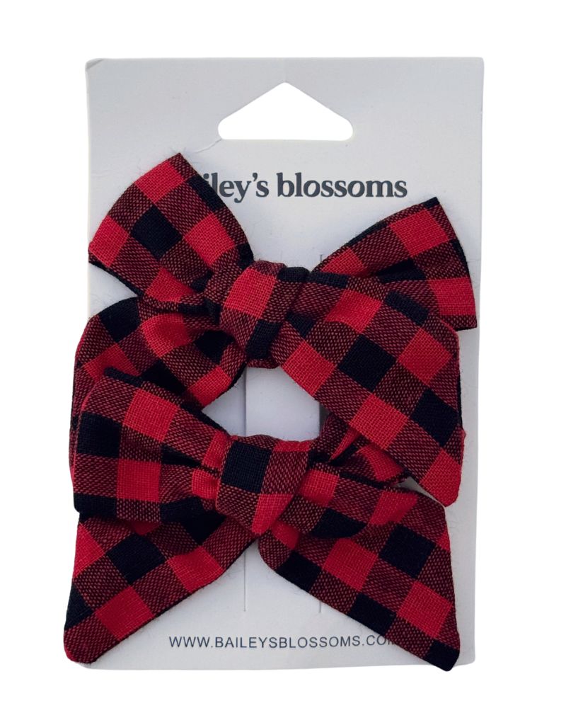 BAILEY'S BLOSSOMS Linen Cotton Piggie Set - Red and Black Gingham (COLLECTIVE)