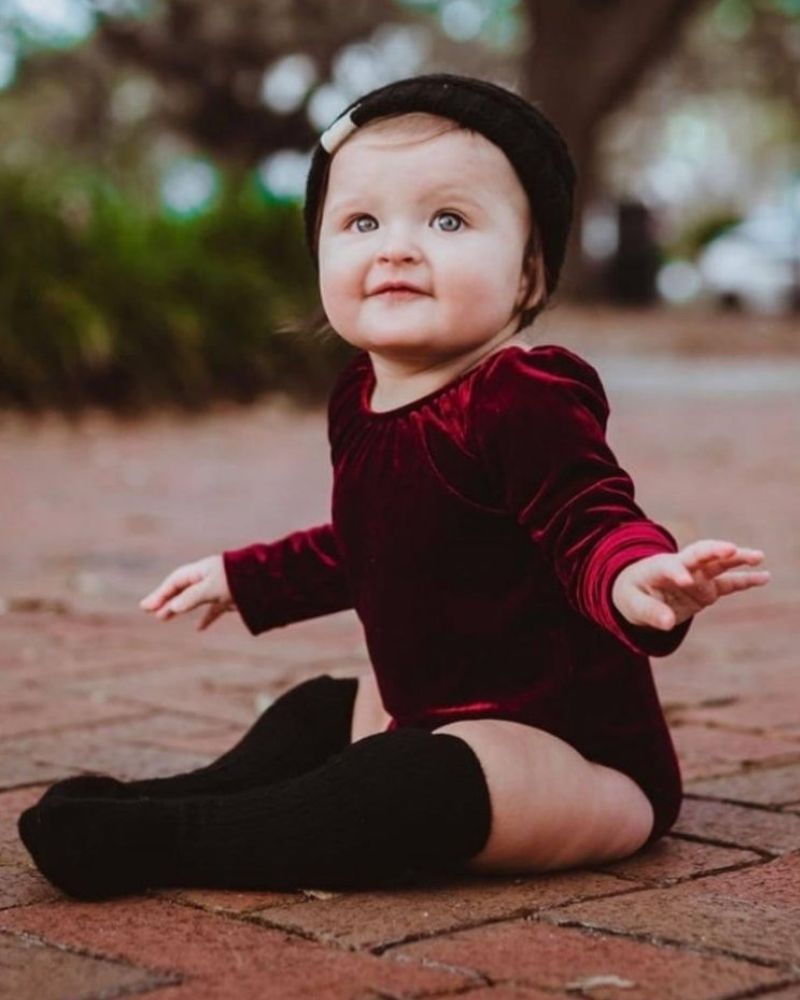 BAILEY'S BLOSSOMS Livee Long Sleeve Velour Leotard - Cranberry (COLLECTIVE)