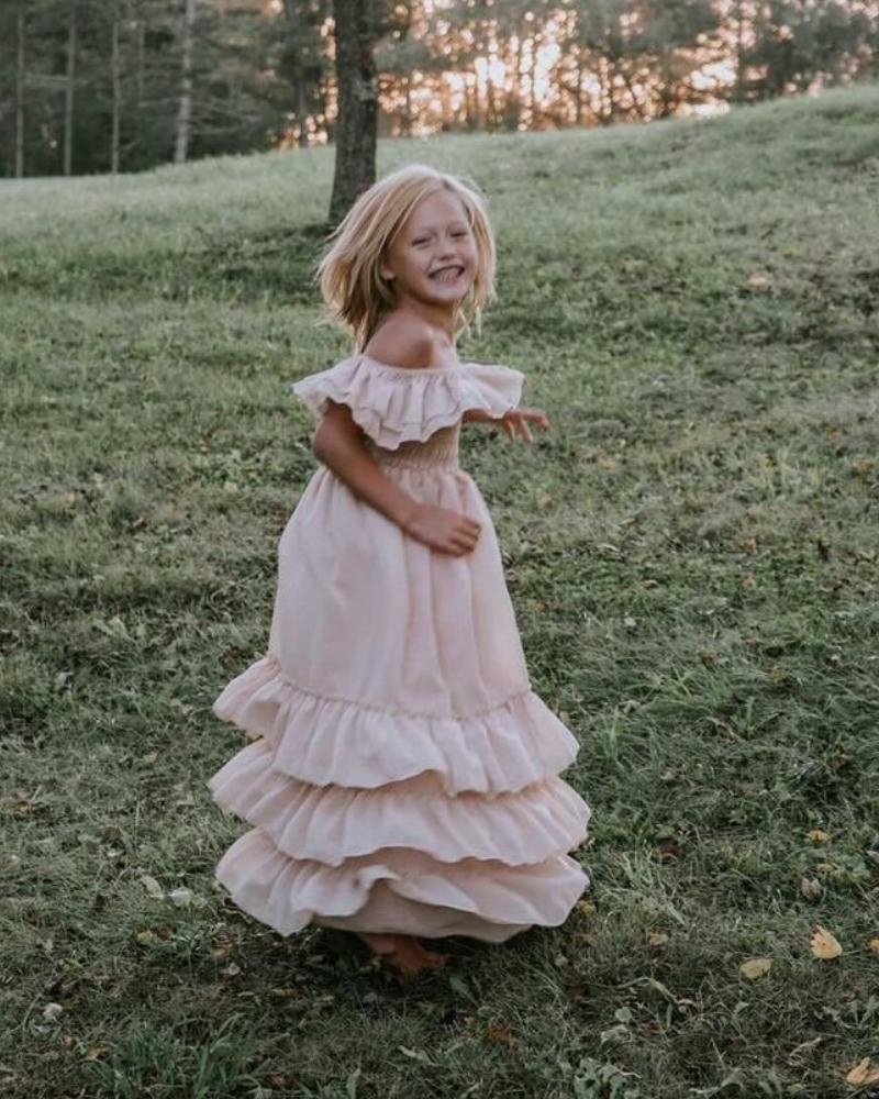 BAILEY'S BLOSSOMS Nellie Ruffle Maxi Dress - Champagne (COLLECTIVE)
