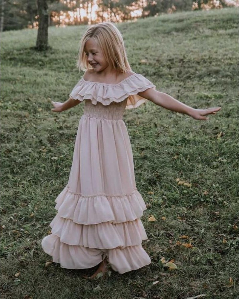 BAILEY'S BLOSSOMS Nellie Ruffle Maxi Dress - Champagne (COLLECTIVE)