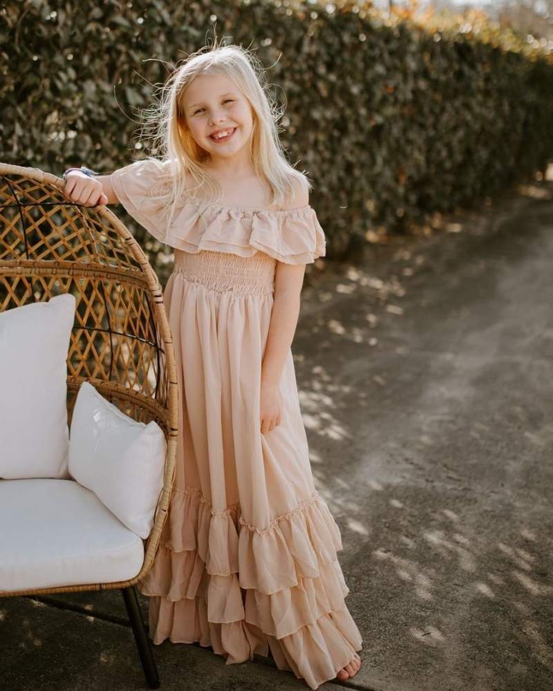 BAILEY'S BLOSSOMS Nellie Ruffle Maxi Dress - Champagne (COLLECTIVE)