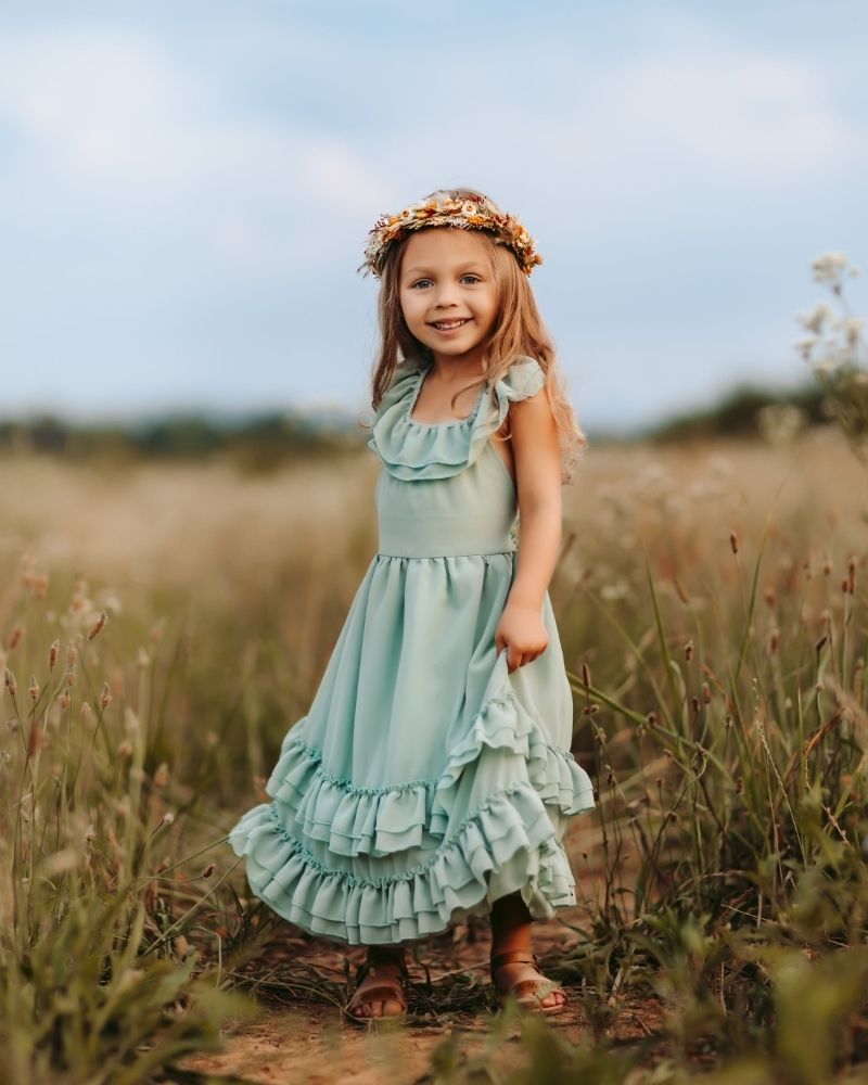BAILEY'S BLOSSOMS Nellie Ruffle Maxi Dress - Sage (COLLECTIVE)