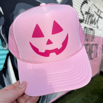 PINK JACK O LANTERN TRUCKER HAT