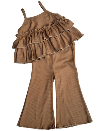 BAILEY'S BLOSSOMS Presley Ruffle Tank Two-Piece Set - Brown (COLLECTIVE)