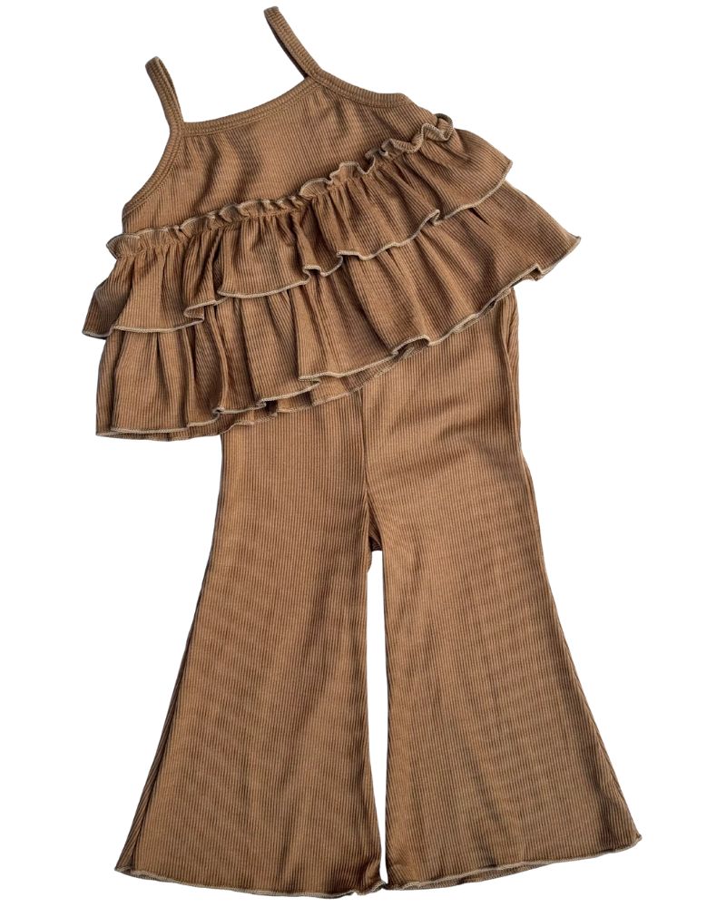 BAILEY'S BLOSSOMS Presley Ruffle Tank Two-Piece Set - Brown (COLLECTIVE)