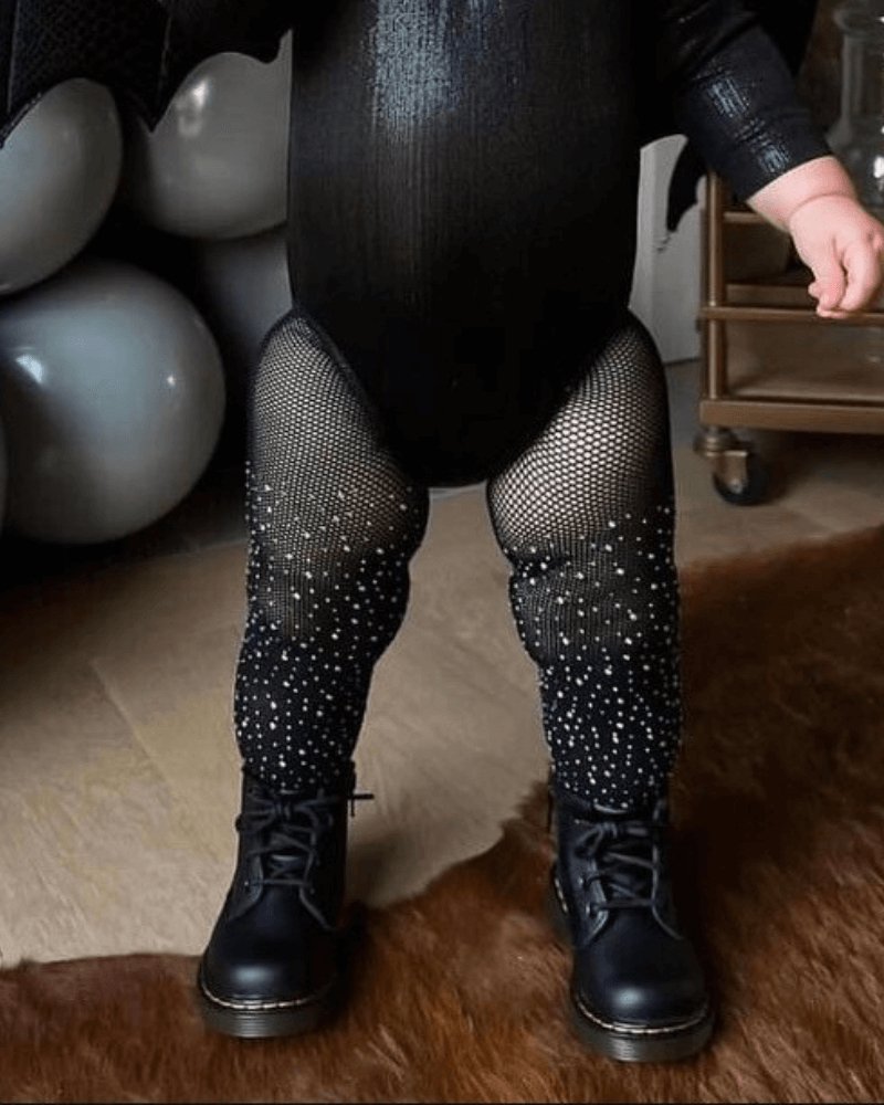 BAILEY'S BLOSSOMS Rhinestone Fishnet Tights - Black (COLLECTIVE)