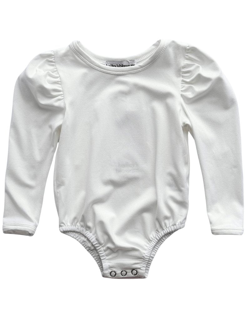 BAILEY'S BLOSSOMS Rosalind Puff Long Sleeve Leotard - White (COLLECTIVE)