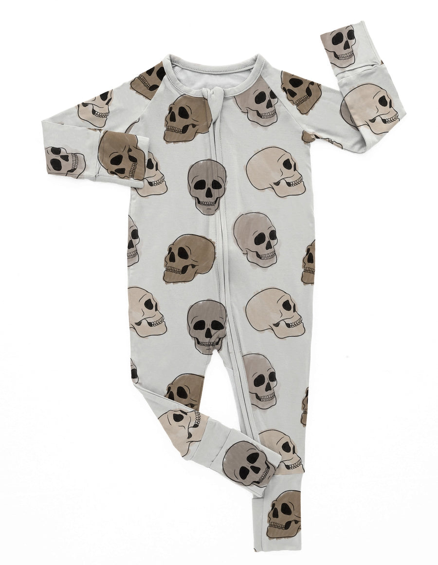 OLLC BAMBOO ROMPER | NEUTRAL SKULLS