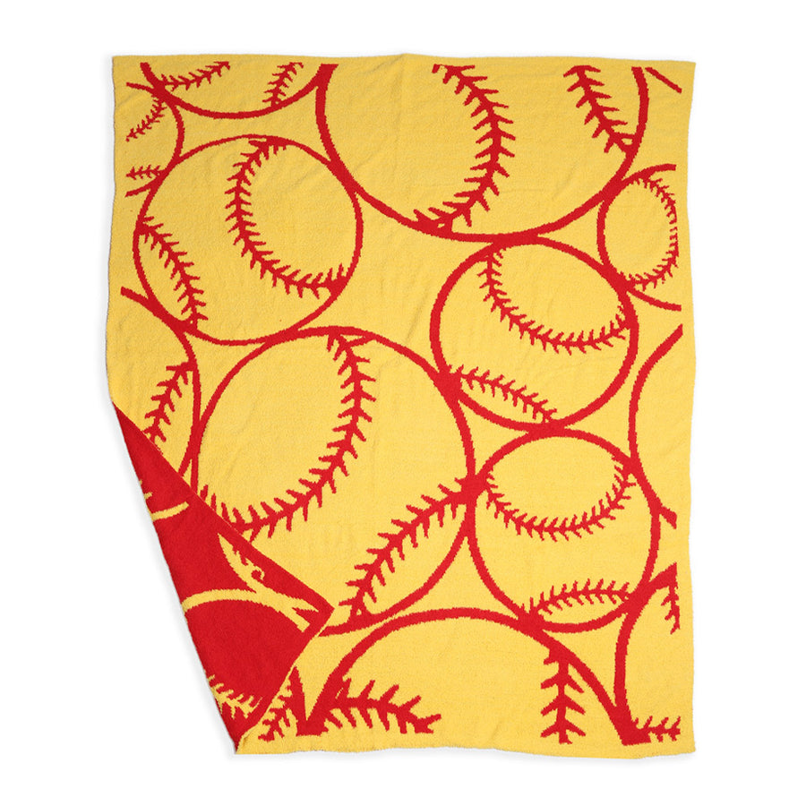 SOFTBALL PLUSH BLANKET | RED YELLOW