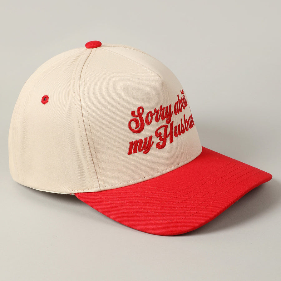 SORRY ABOUT MY HUSBAND SCRIPT HAT | RED