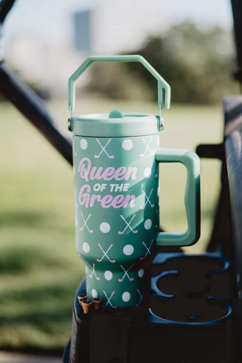 QUEEN OF THE GREEN GOLF TUMBLER WITH LID + HANDLE | 38OZ