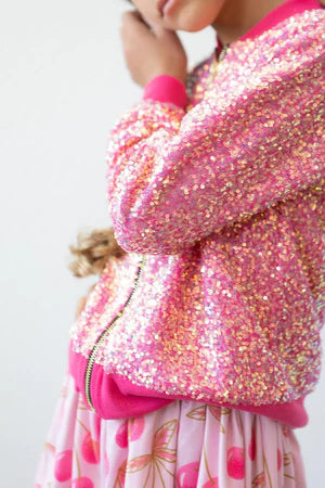 Girl's Sequin Bomber Jacket