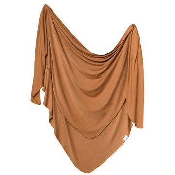 COPPER PEARL KNIT SWADDLE BLANKET | CAMEL