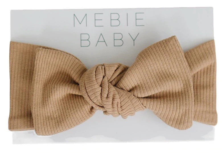 MEBIE BABY ORGANIC COTTON RIBBED HEAD WRAP | CAFE