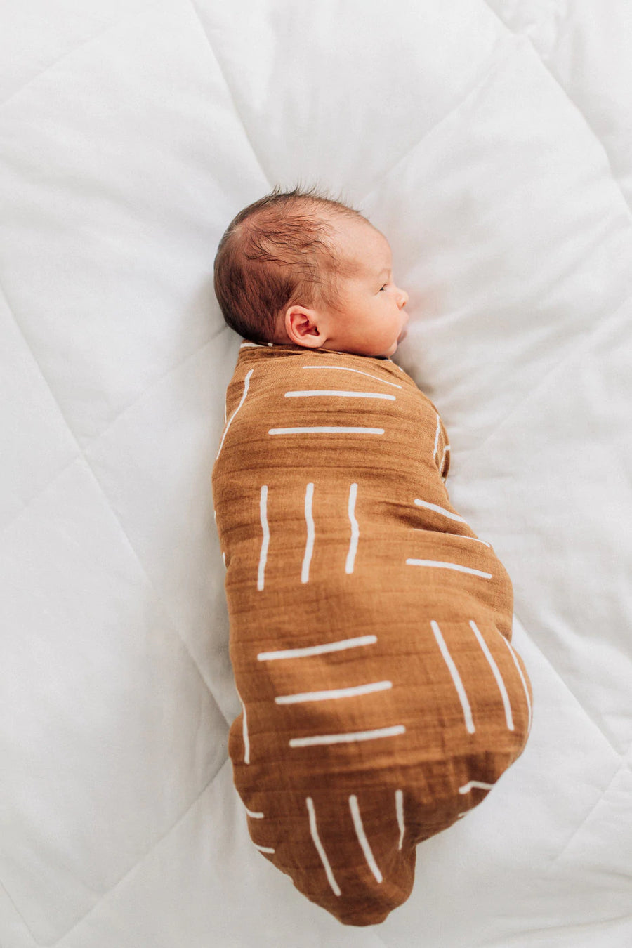 MEBIE BABY MUSLIN SWADDLE BLANKET | MUSTARD MUDCLOTH