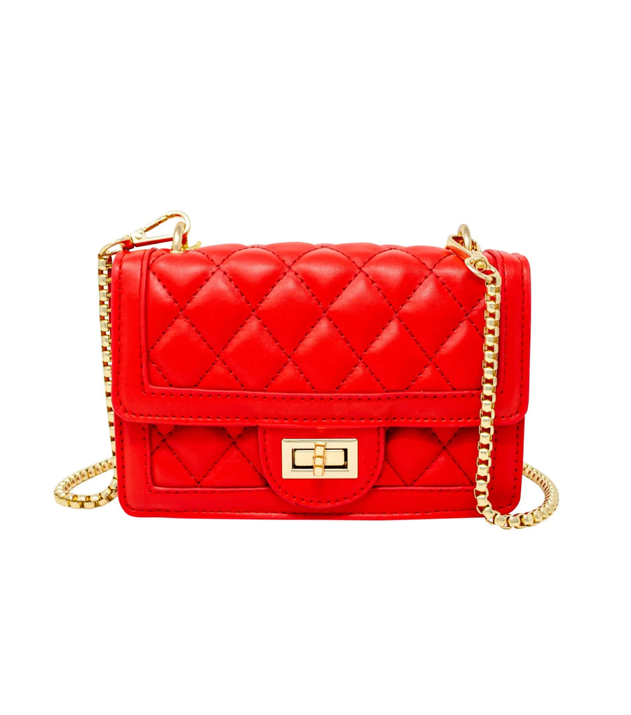 TINY TREATS CLASSIC QUILTED LARGE FLAP BAG | RED