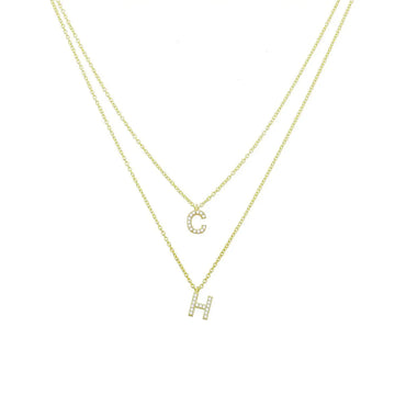 (PRE-ORDER) THE SIS KISS CUSTOM DOUBLE LAYER INITIAL WOMEN'S NECKLACE | GOLD, ROSE GOLD OR SILVER
